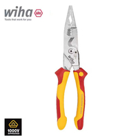 Wiha 45489 Electrician Plier 8-in-1 Multifunctional VDE-tested Insulated Wire Stripping Plier with Wide Handle Design Non-slip