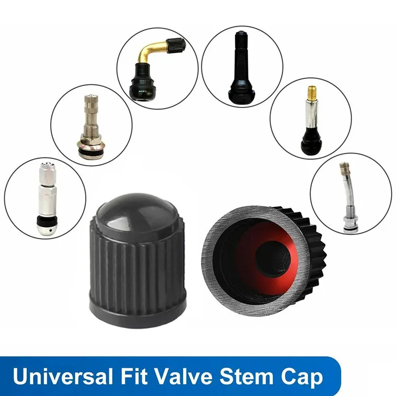 Tire Stem Valve Caps with O Rubber Ring Universal Tyre Stem Covers for Cars Bikes Motorcycle Bicycle Trucks SUV Car Accessories