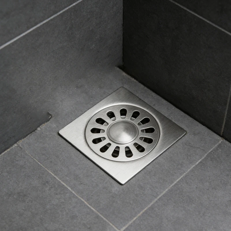 Square Anti-Clogging Kitchen Balcony Odor-Proof Floor Drain Bathroom Tile Insert Shower Drainer with Removable Strainer Cover