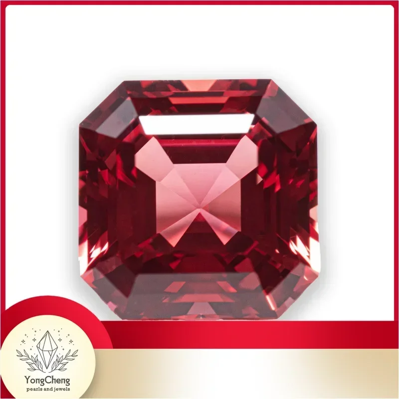 

Top Lab Grown Sapphire Square Asscher Cut Sunset Red Color VVS1 Charms DIY Jewel Making Material Selectable AGL Certificate