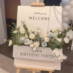 Flower Box Birthday Welcome Sign DIY Mosaic Flower Box Frame Box for Marriage Baby Shower Birthday Party Welcome Decor Supplies