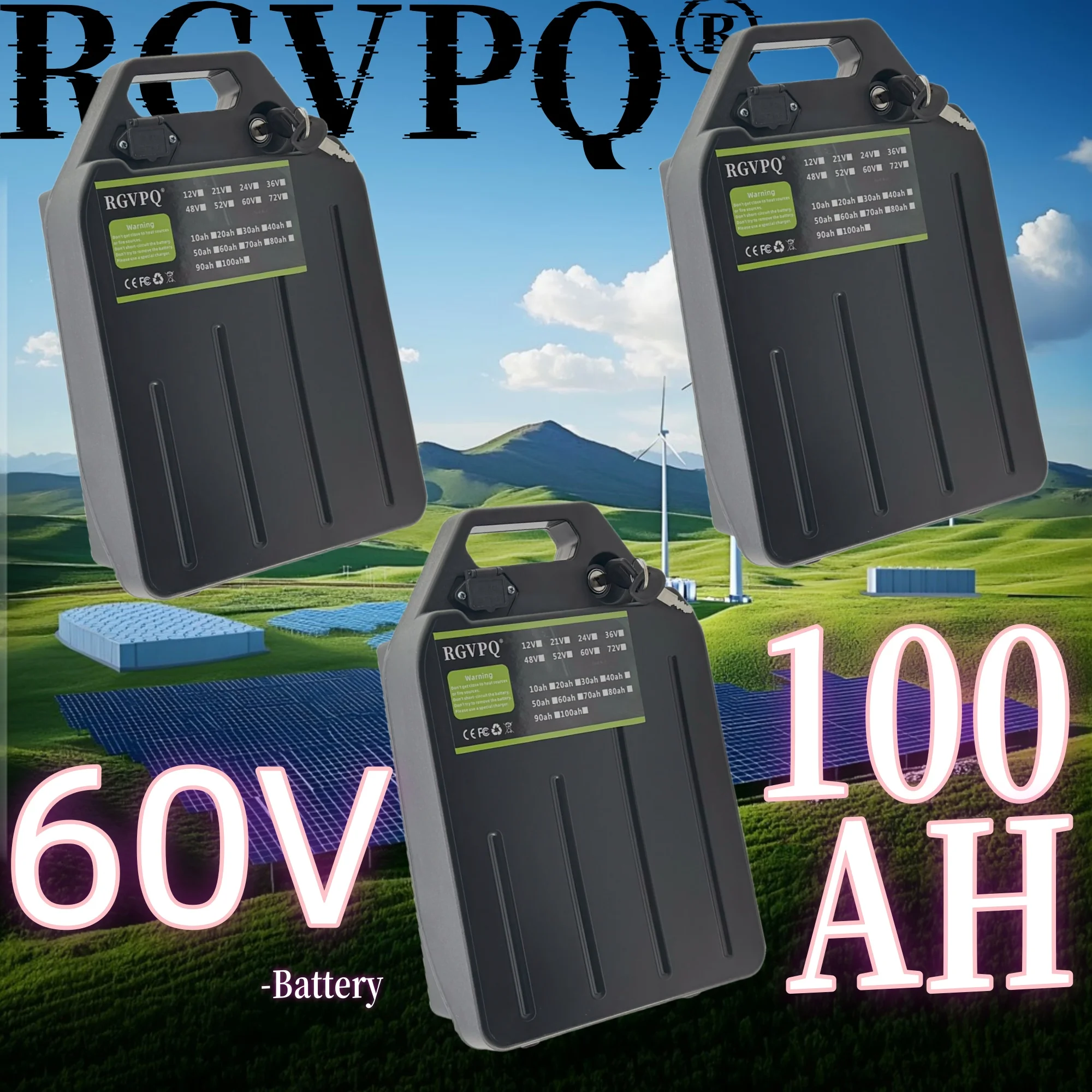 

60V 20AH-100AH electric motorcycle waterproof lithium battery 250W~3000W suitable for Harley folding Citycoco electric scooter
