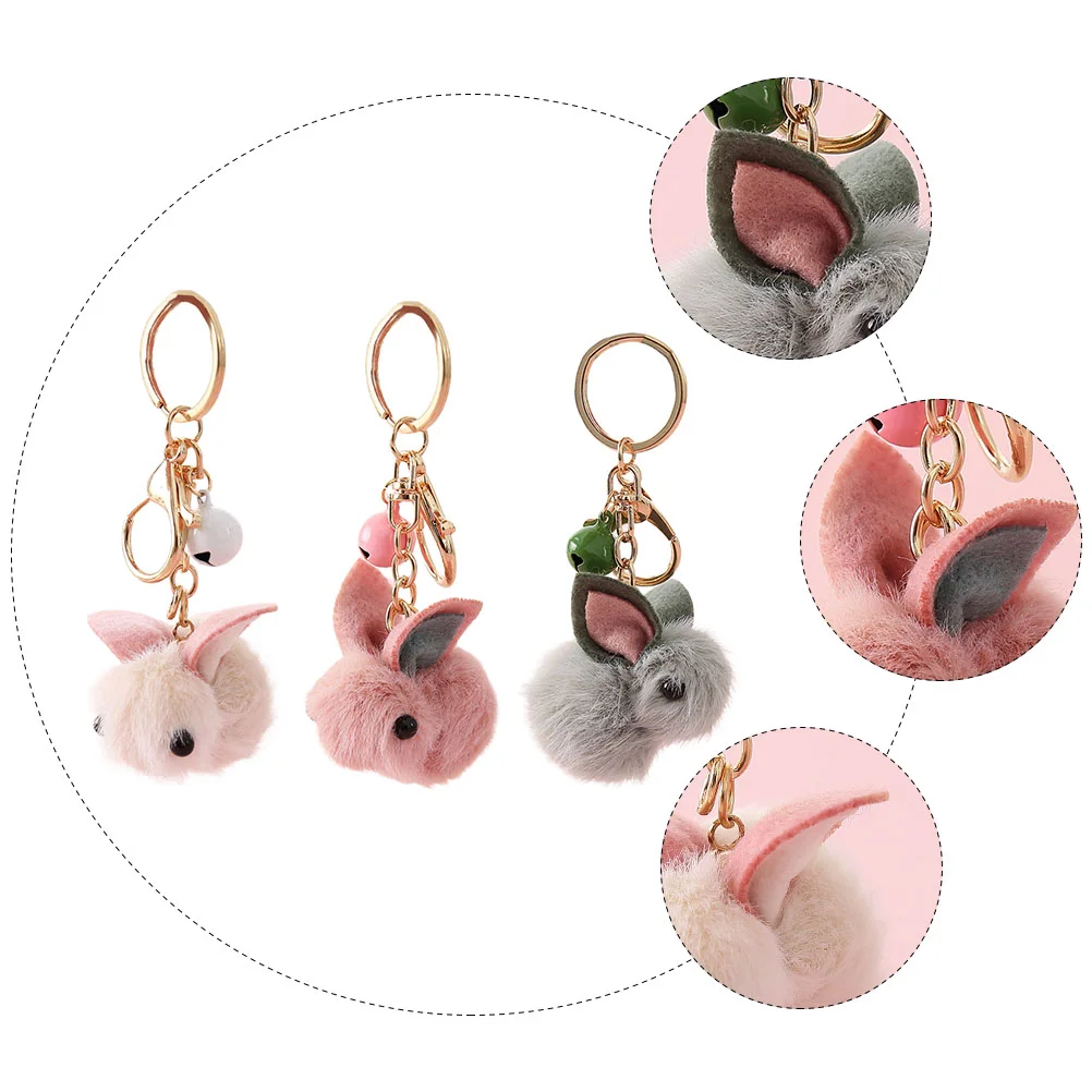 3 Pcs Keychain Wool Felt Toys Hanging Ornament Mini Keychains Cartoon Ring Baby