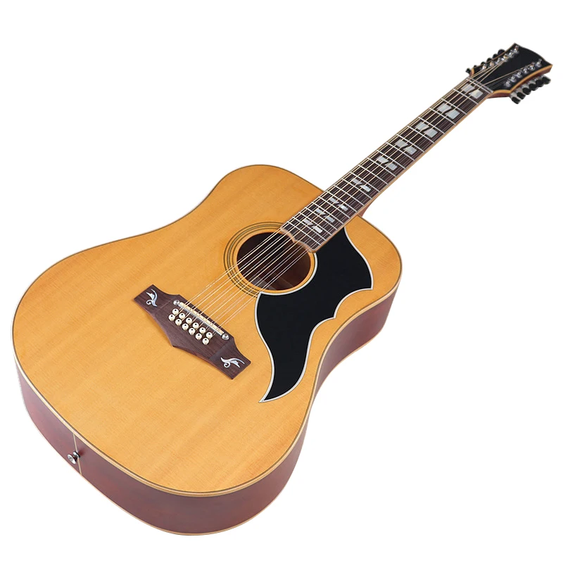 STOCK Natural Color Spruce Top Guitar Back and Side Matte Finish Full Size Design 41 Inch 12 String guitar