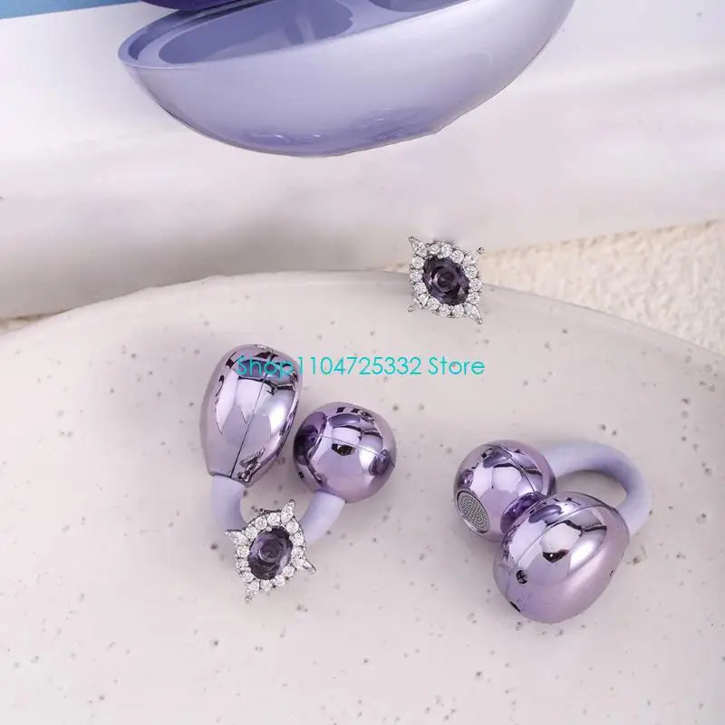 ملحق سماعة أذن دوار مانع للانزلاق P5EA يتميز بتفاصيل أحجار كريمة أرجوانية مزخرفة