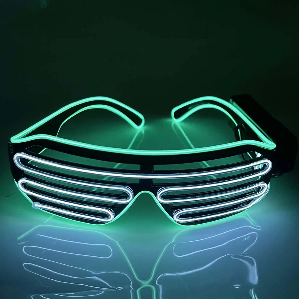Fashion Wireless LED Glowing Glasses Double Colors Cool Luminous Glasses Colorful Glow-in-the-dark Neon Glasses Christmas Decor