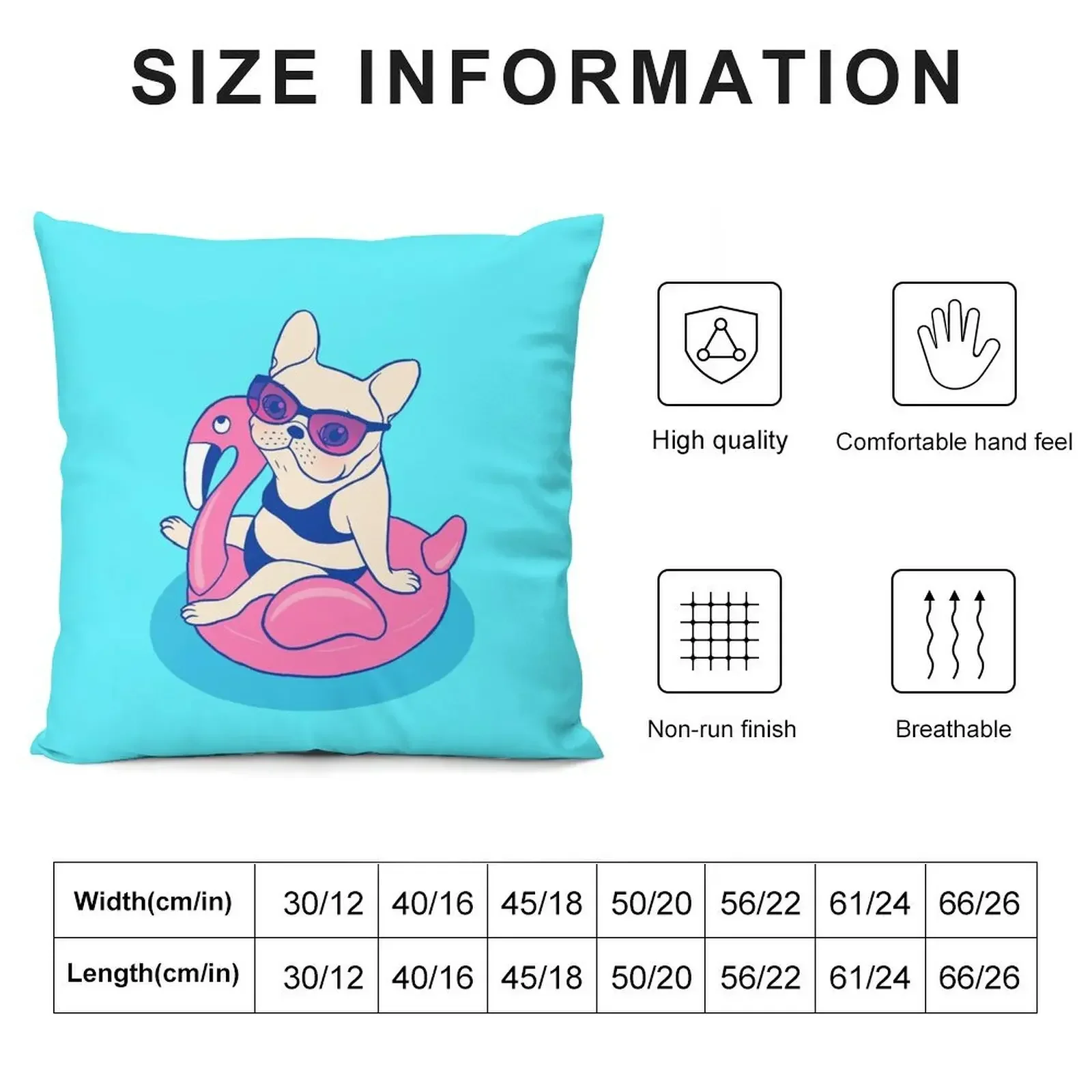 Frenchie enjoys Summer on Flamingo Pool Float in swimming pool Throw Pillow Throw Pillow Cushions For Sofa New year pillow