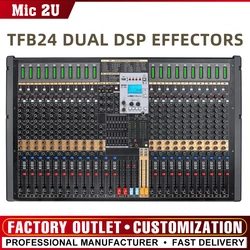 24 Channel Mixer TFB24 Dual DSP Effectors and Dual 7 Bands EQ Adjustments Mixing Console 2 Stereo 4 Group Outputs Aux Soundcard