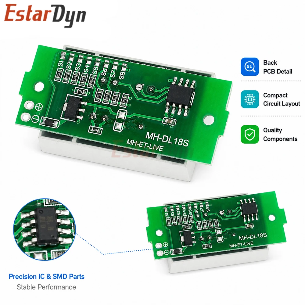 Estardyn 1S-8S Options Li-ion Battery Capacity Indicator Module 3.7V Cell 4.2V Full Charge Power Level Display for EV