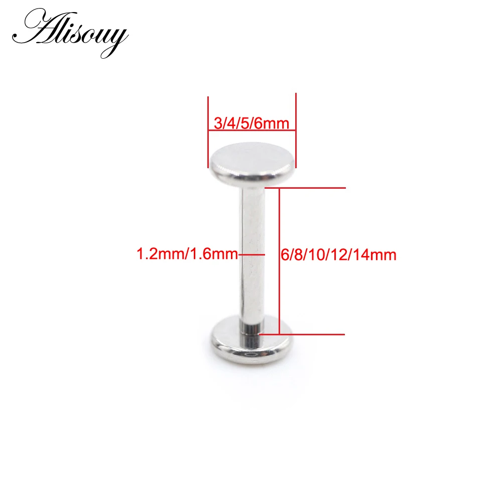 Titanium Internally Threaded Flat Anodized Labret Lip Stud