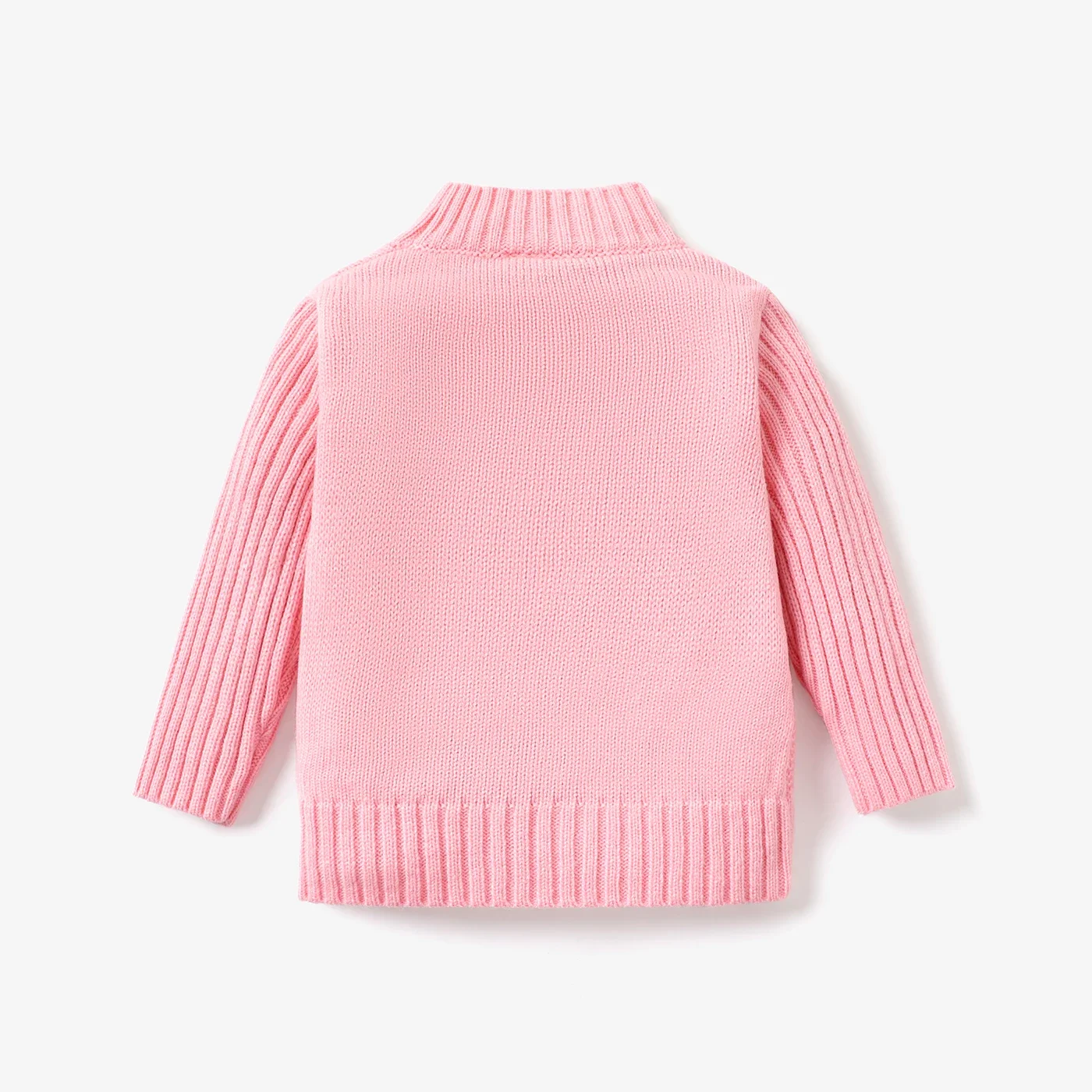 PatPat Baby Boy/Girl Basic Solid Color Textured Design Turtleneck Sweater Solid color Casual/Outdoor Basic Style