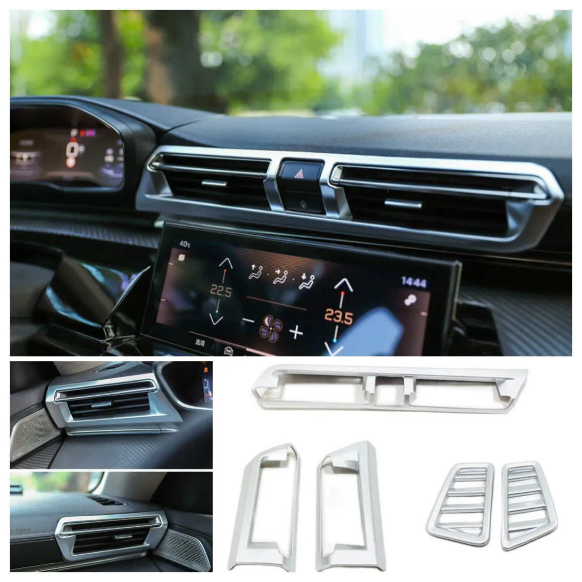 

For Peugeot 508 2019-2022 Auto Accessories LHD Matte Silver Car Side Center Air Conditioning AC Outlet Vent Frame Cover Trim