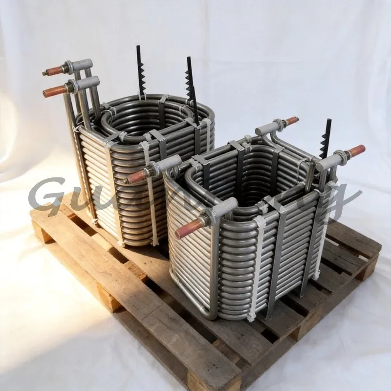Pure Titanium Coil Heat Exchanger, Marine Aquaculture Titanium Cannon‑Style Evaporator, Seafood Farming Refrigeration Titanium