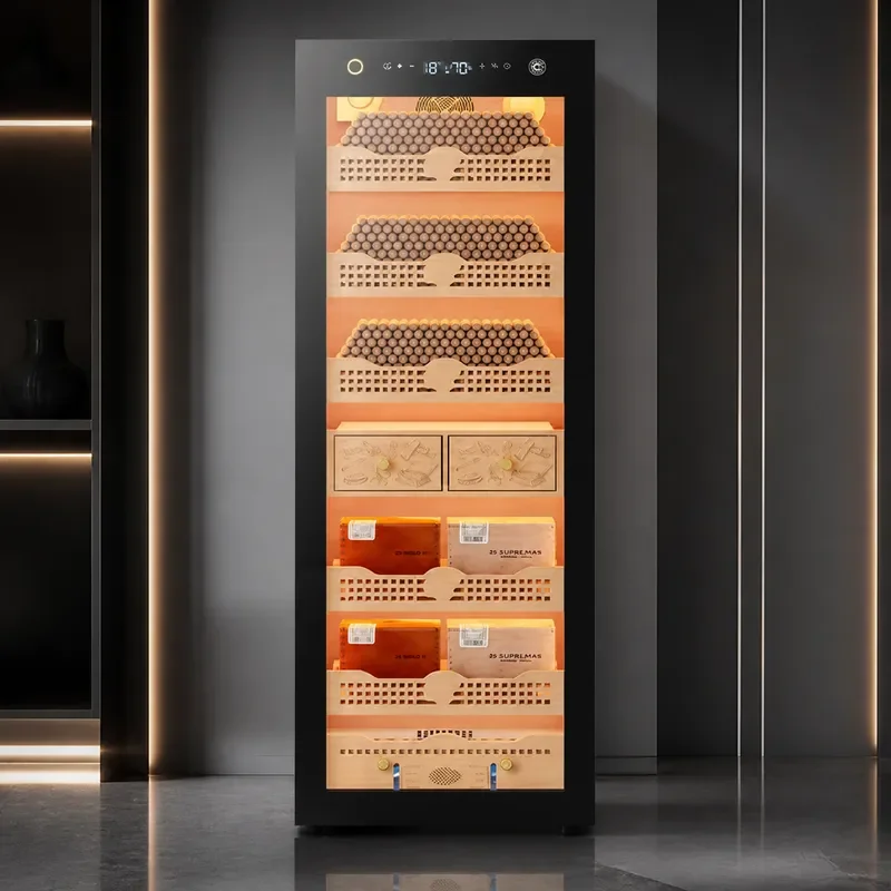 Eggplant 168C Cigar Cabinet with Cedar Wood Liner Constant Temperature and Humidity Control Compressor Household Frequency