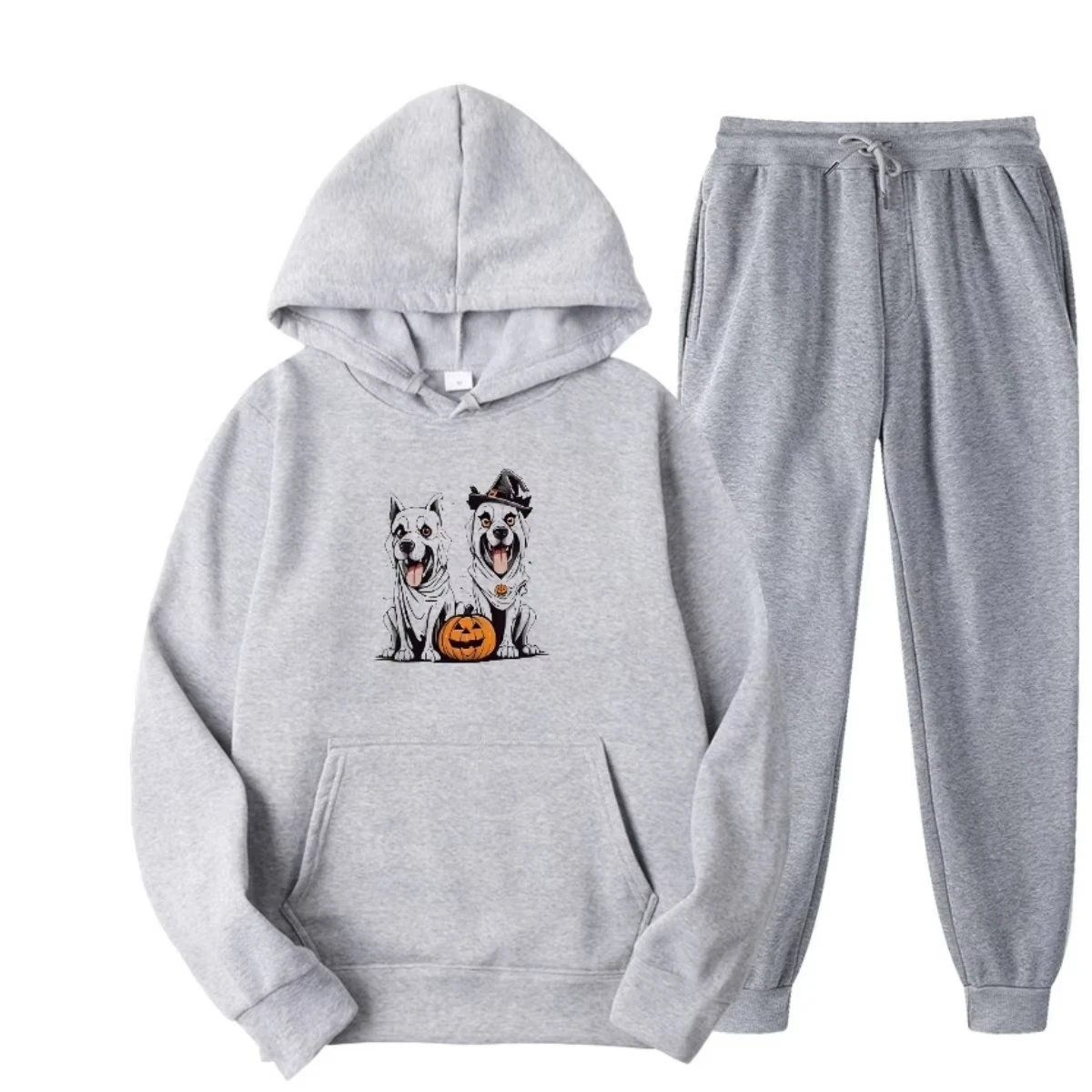 

Men's 2025 New Hot Fashion Halloween Spooky Dog Halloween Hoodie Set Comfortable Round Neck Top Autumn_Winter Set Halloween