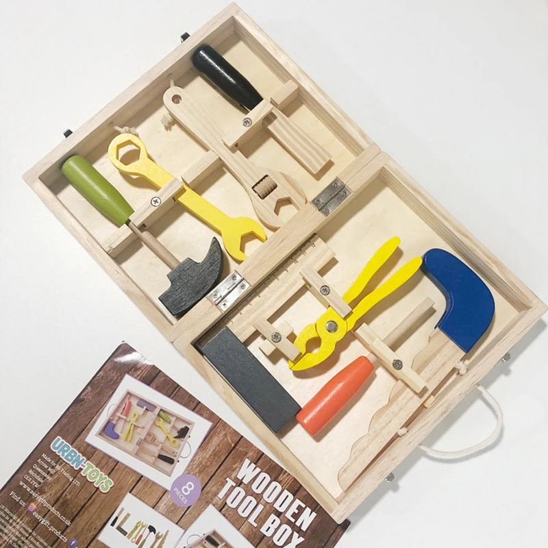 Montessori Nut Disassembly Screw Assembly Simulation Repair Carpenter Tool  Wooden Toolbox Pretend Play Set Educational Toys