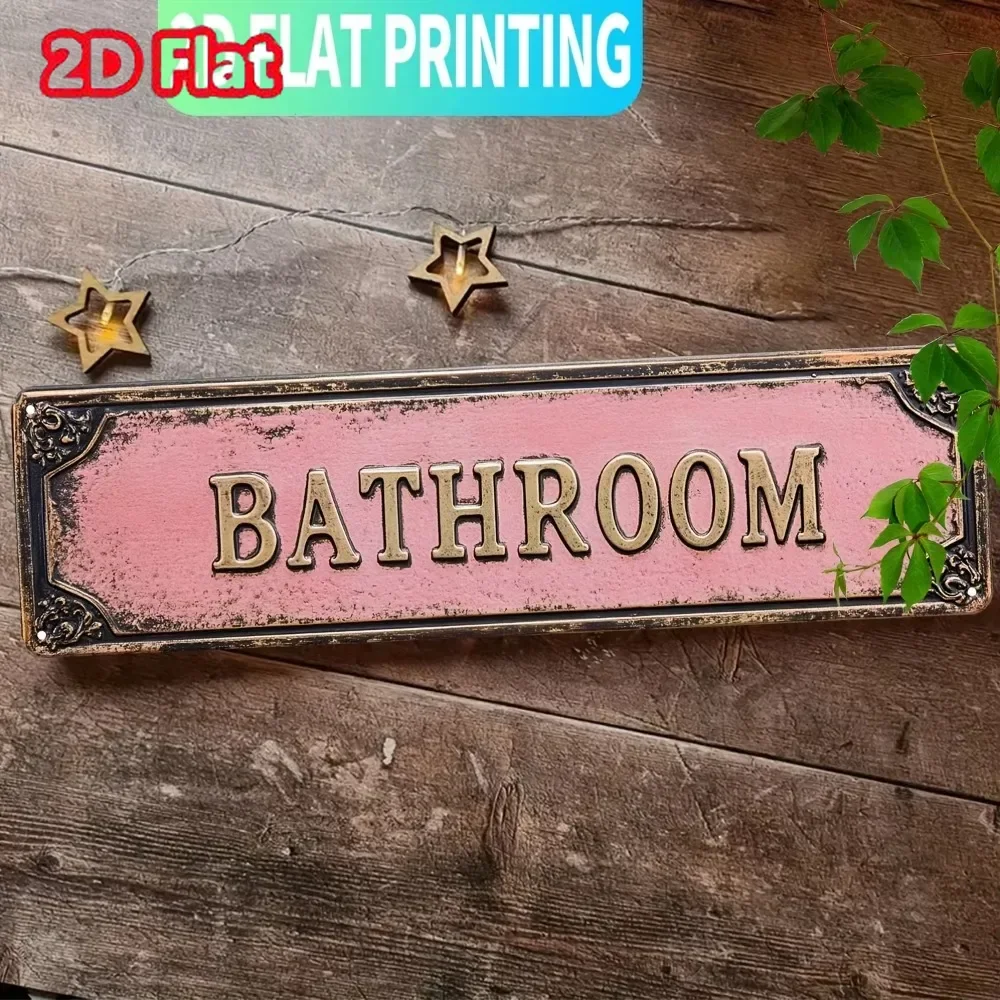 Metallschild „Badezimmer“, Wanddekoration für Badezimmer, Schlafzimmer und mehr – klassischer Wohnaczent, nostalgische Dekoration