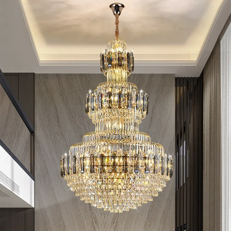 Duplex living room chandelier villa chandeliers  lamparas  люстры хрустальные  envios rapidos y gratis