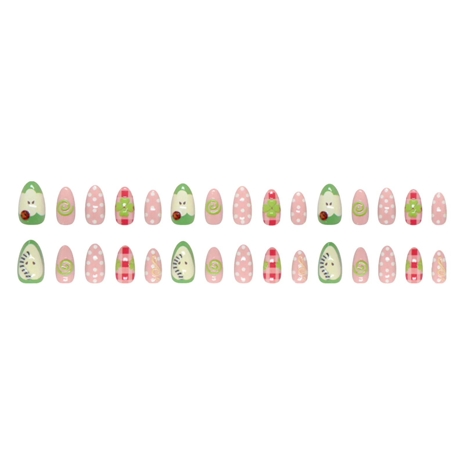 Party Wear Press-On Nails 3D Fruit Resin Tips Cute Musical Note Design for Festive Events, Trendy Polka Dot Manicure Kit