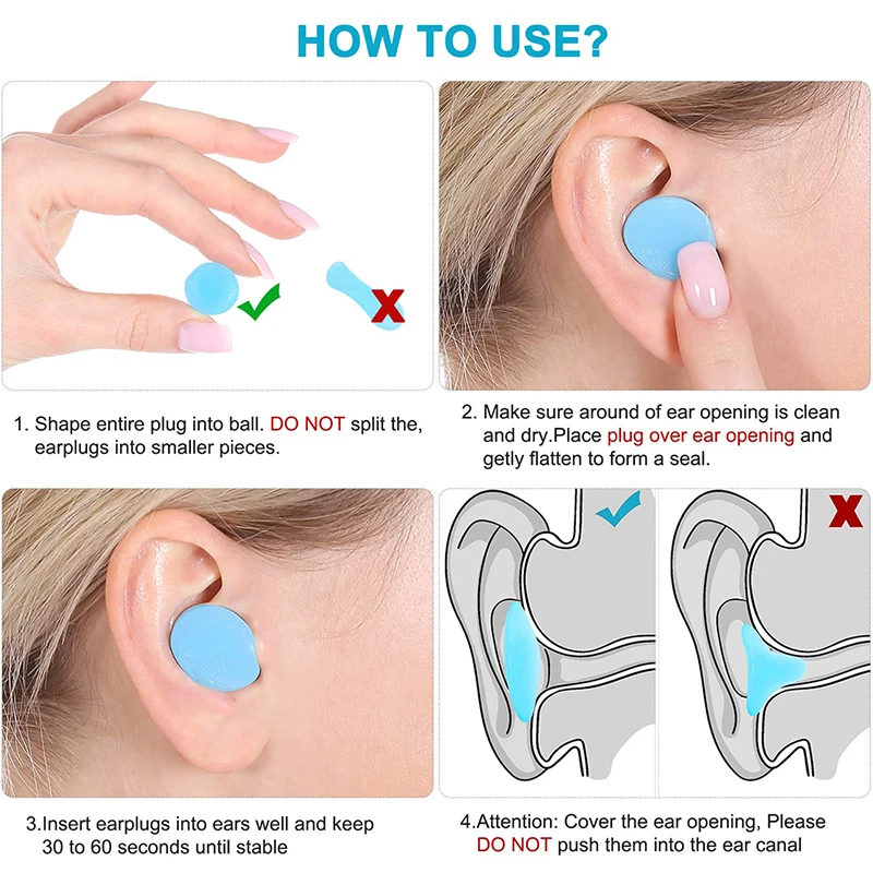 8Pcs Soft Silicone Ear Plugs Noise Reduction Sleep Anti Canceling Sound Insulation Earplug Protection Sleeping Reusable Ear Plug