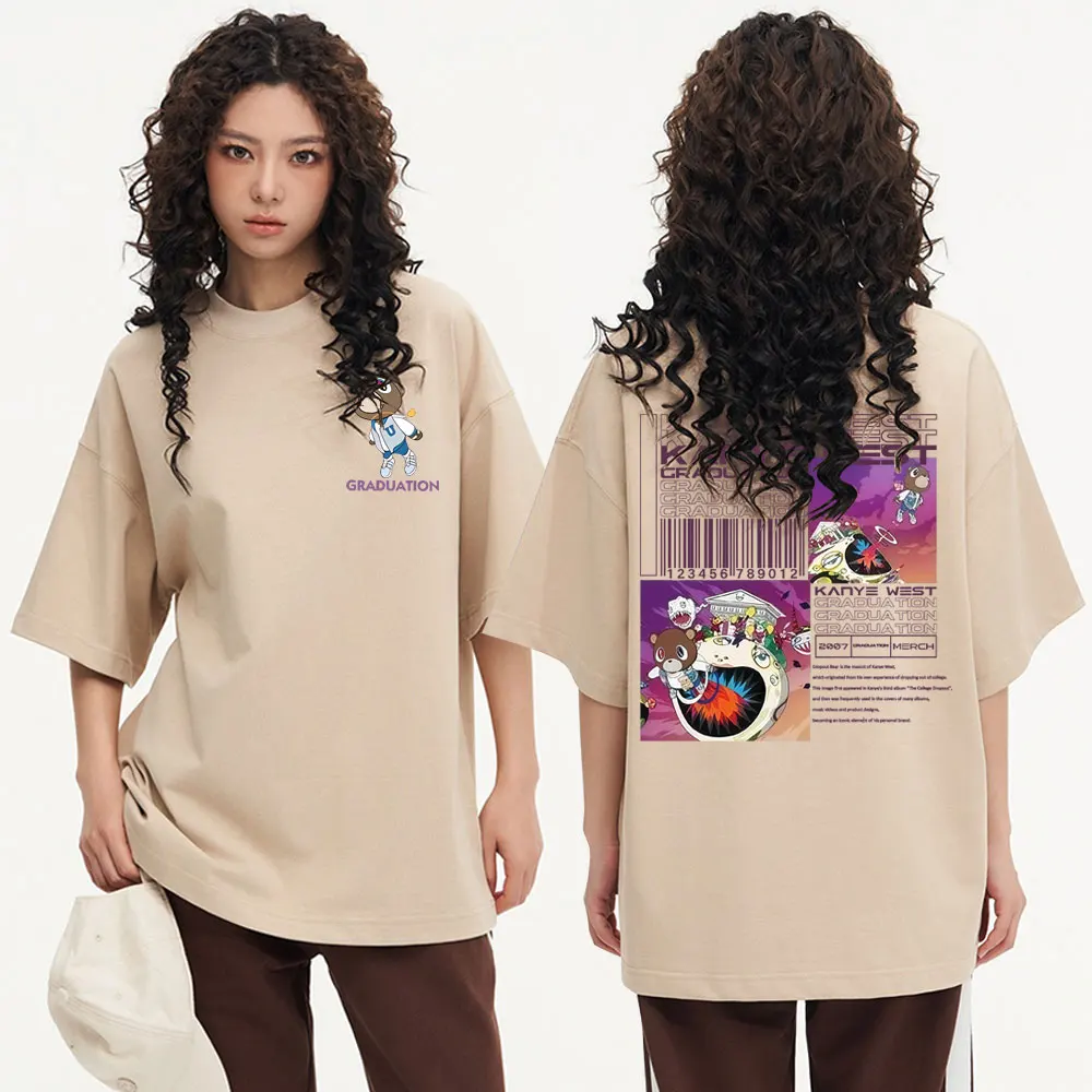 

Rapper Kanye West Graduation Bear Album Graphic Print T-shirts Men Hip Hop Vintage Streetwear Men's Fashion Pop Music T Shirts