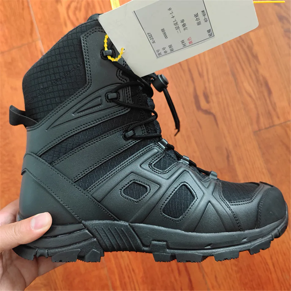 High Quality SWAT Boots Men Lightweight Damping Climbing Combat Shoes Outdoor Women High-Top Black Leather Desert Tactical Boots