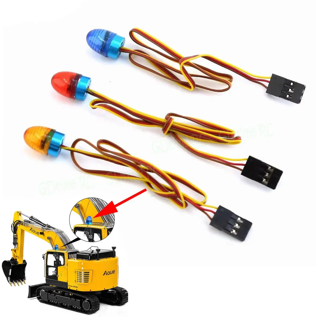 Çok fonksiyonlu LED Lamba Strobing-patlatma Yanıp Sönen Dönen Işık 1/10 RC Model Araba 1:14 Tamiya Traktör RC Mühendislik Kamyon