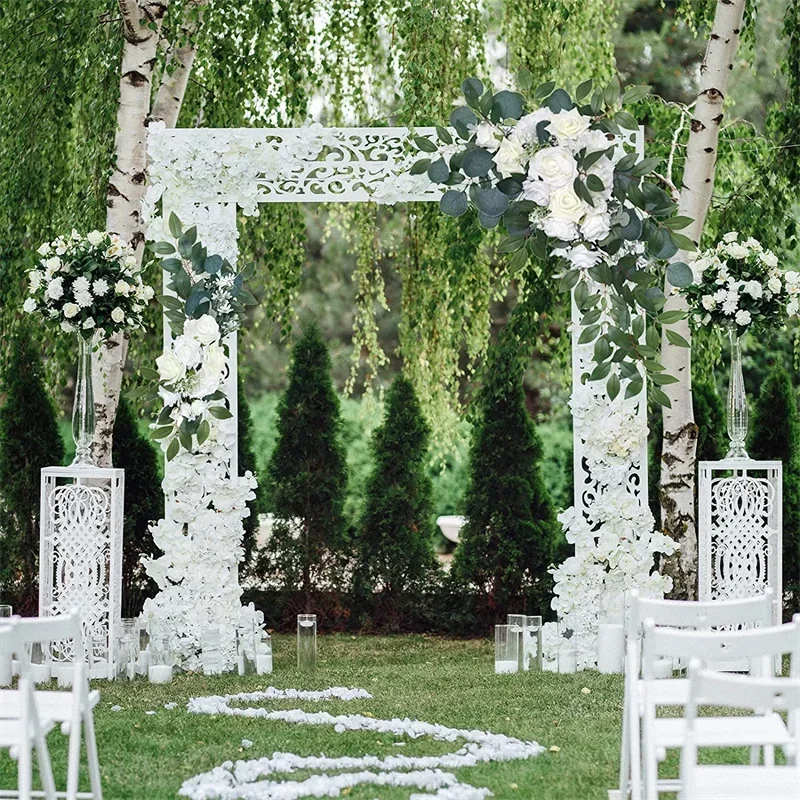 

2PCS Artificial Wedding Arch Flowers Kit Draping Fabric Wedding Flowers Swag Floral Arrangements Garlands Greenery for Ceremony