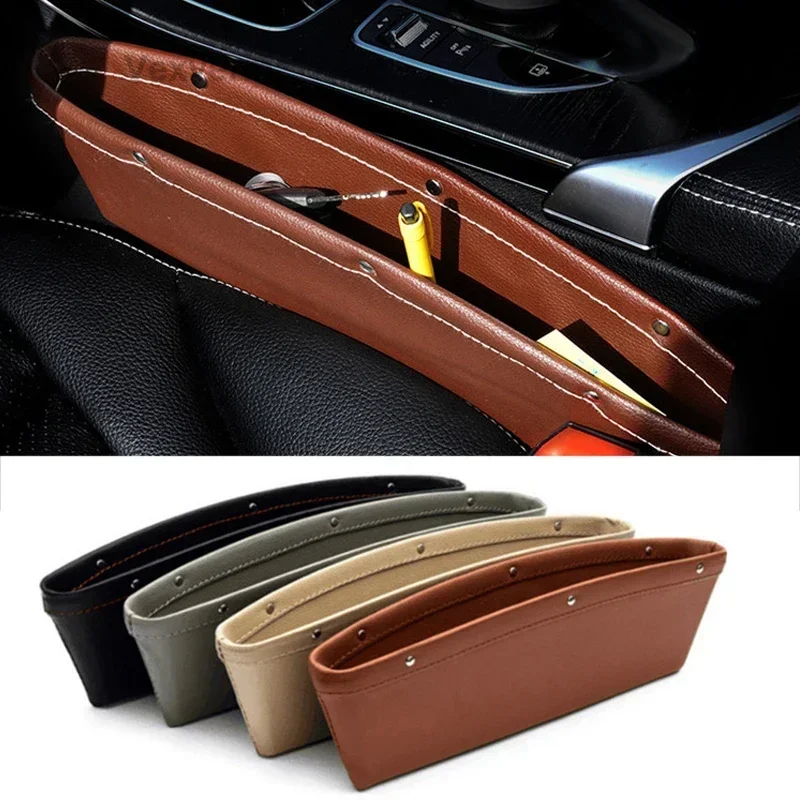 PU-Leder Auto-Sitzspalt-Organizer Tasche für Handy, Schlüssel, Brillen, Geldbörse, Karten und Kabel