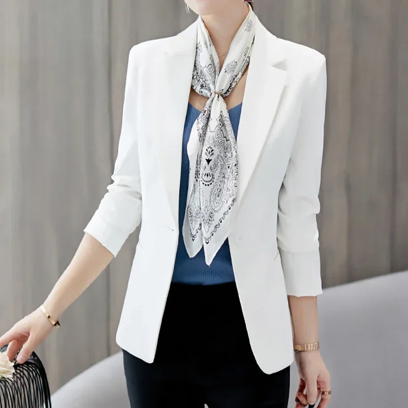 2026 Blazers voor Vrouwen Gekerfde Blazers voor Vrouwen Enkele Knop Slanke Chic Suits Office Dames Lange Mouw Elegante Casual Blazer