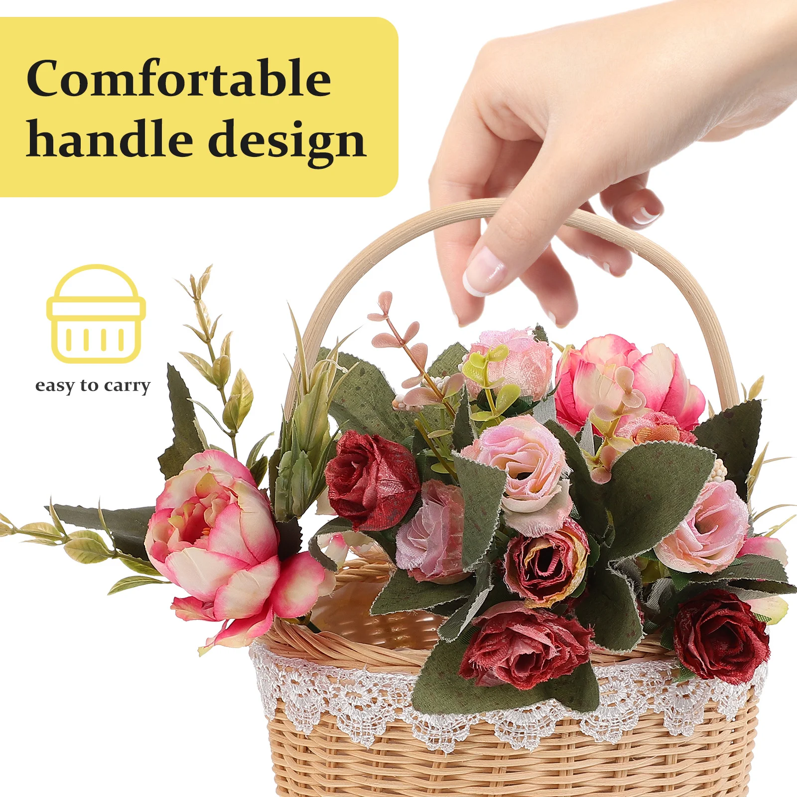 

Hand Woven Flower Basket Natural Wicker Storage Decorative Basket For Home Party Simple Practical Organizer