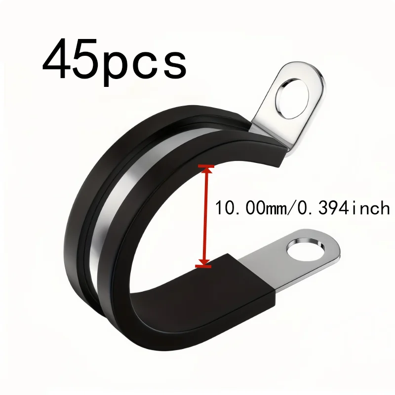 45 pcs M10 Tube Fastening Clips, Stainless Steel Body, Hydraulic Hose Fixing Hydraulic Hose Fixing, Vibration Dampening