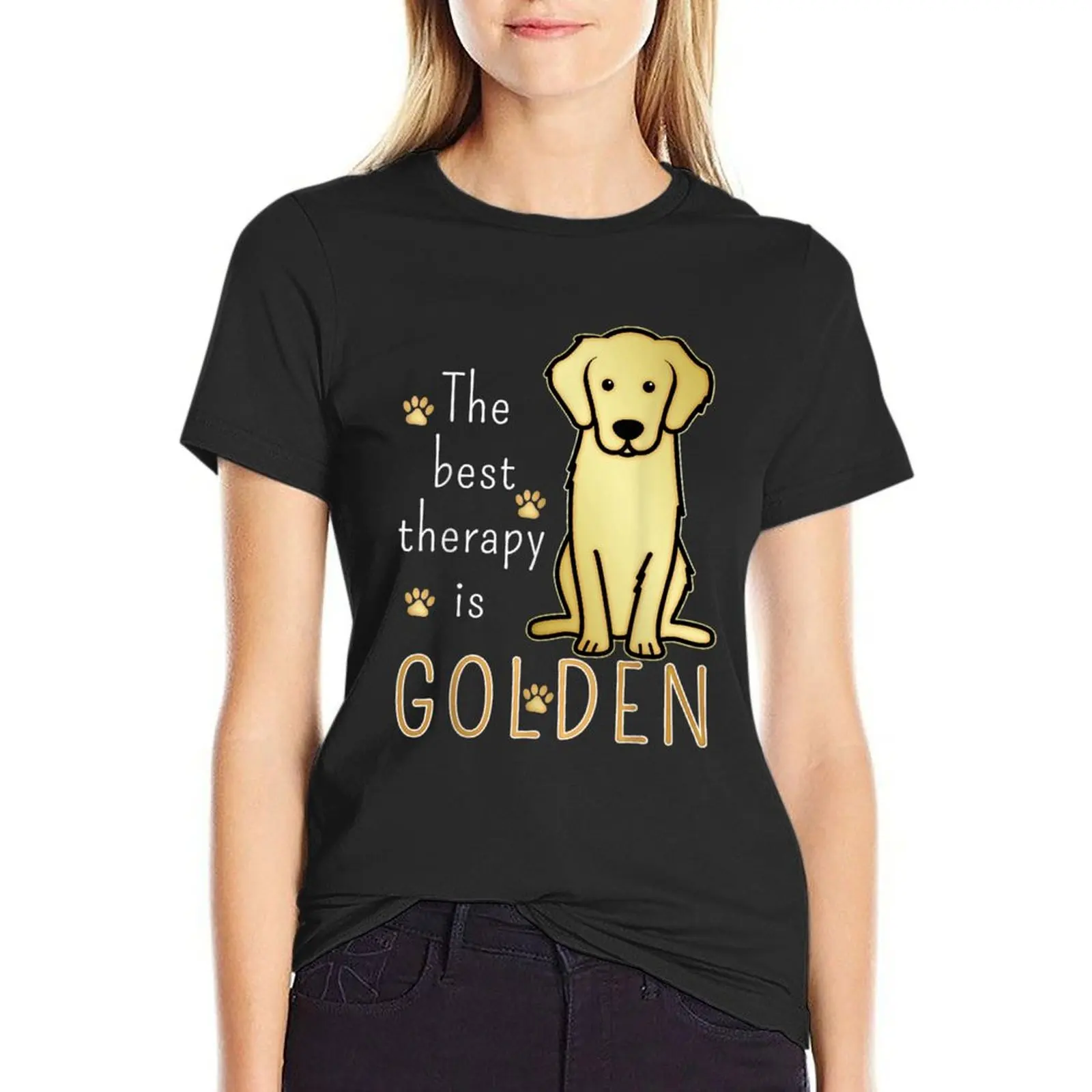 The Best Therapy Is Golden Retriever Dog T-Shirt korean fashion tees summer top summer clothes Woman fashion