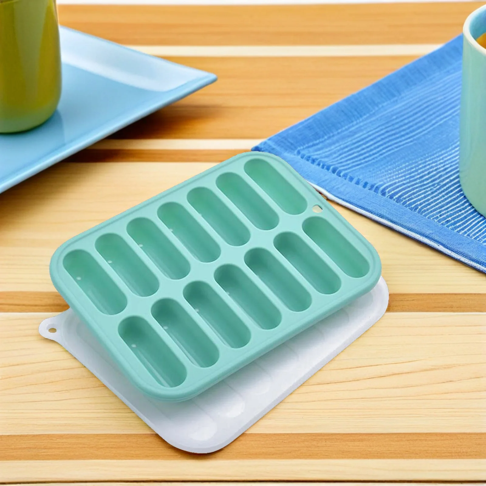 

Silicone Ice Tray Mold Baking Sausage Diy Food Making Easy Clean Silicone Ice Cube Tray With Lid Kitchen Tool Home Cake