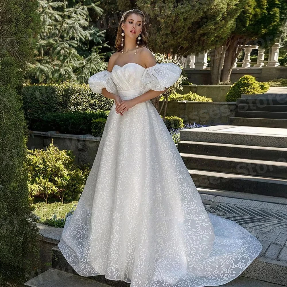 매혹적인 A라인 여성 레이스 스위트하트 웨딩 드레스 베스티도 데 노비아 반팔 신부 드레스 맞춤형 로브 드 마리에