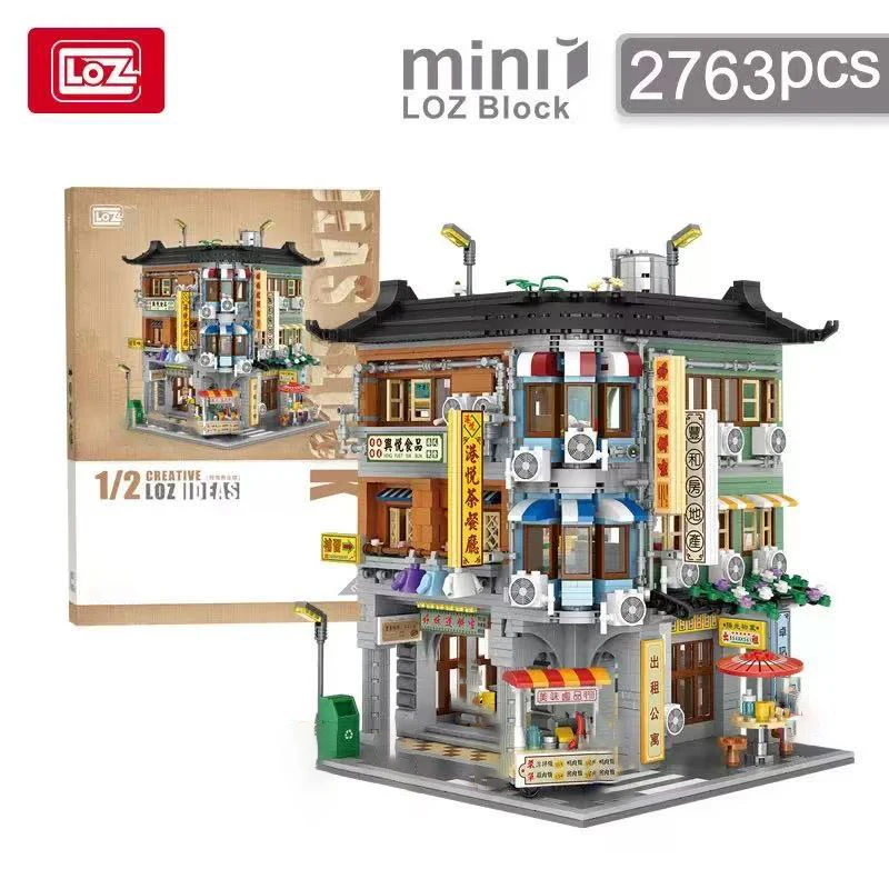 

LOZ Уличная сцена в гонконгском стиле, развивающие игрушки, строительные блоки для коммерческих моделей, детские подарки на день рождения.