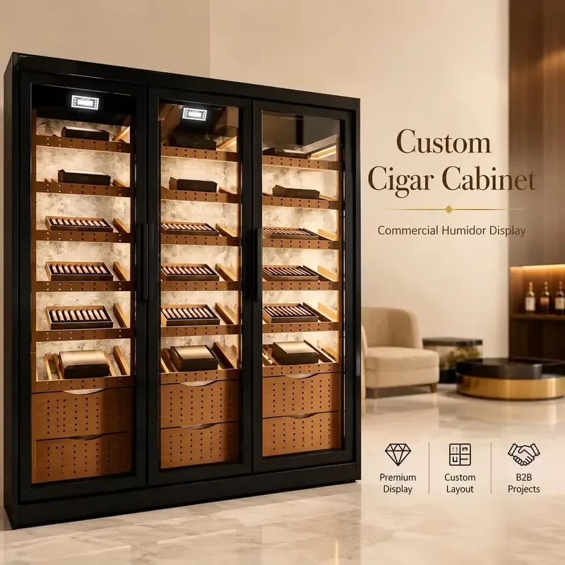 4000 5000 Large Wooden Cabinets Hanging Cabinet Cigar Humidor Display for Underground Cigar Cellar