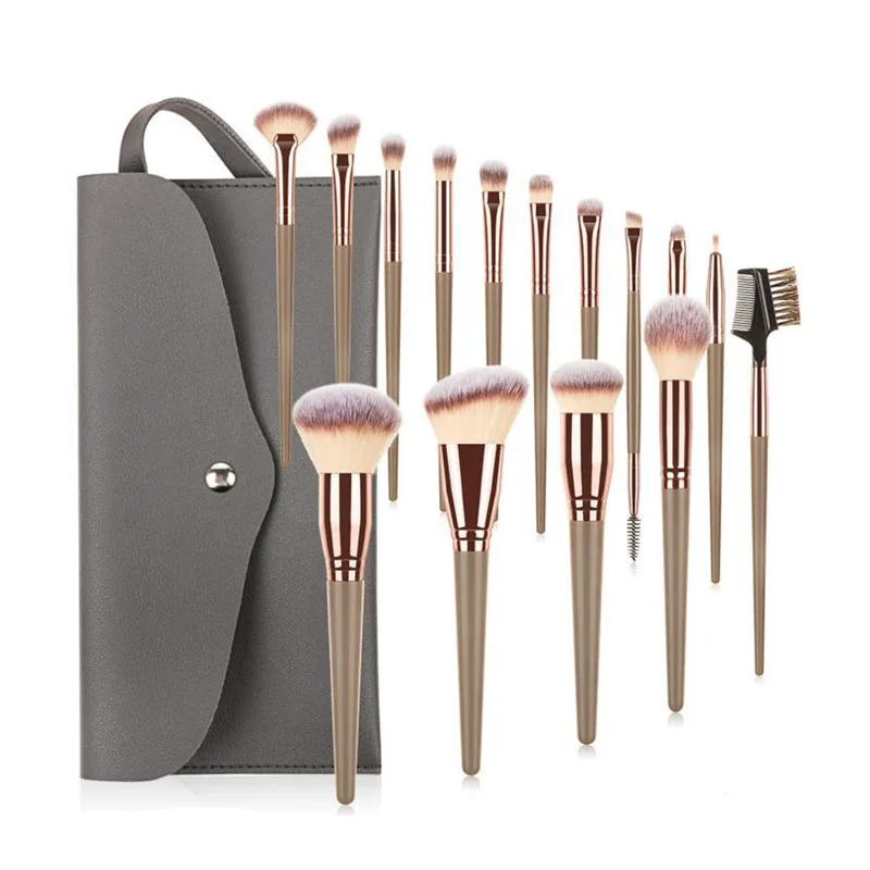 Hot Champagne Makeup Brushes Set for Women Cosmetic Foundation Powder Blush Eyeshadow Kabuki Blending Make Up Brush Beauty Tools