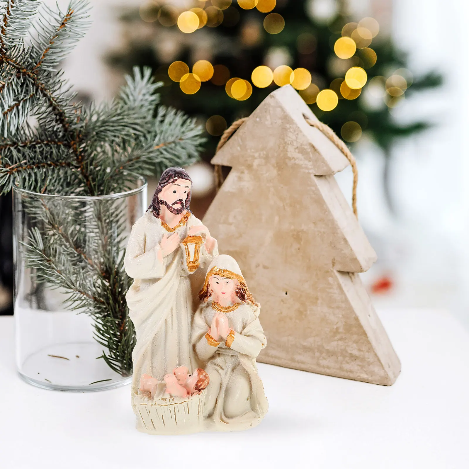 

Nativity of Jesus Statue Resin Holy Family Figure Desktop Decoration for Living Room Desk Church Decor Religious Gift Idea