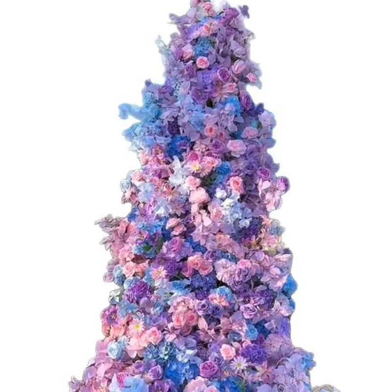 Wedding purple artificial flower waterfall table flower hotel restaurant birthday scene wedding decoration silk flower scene