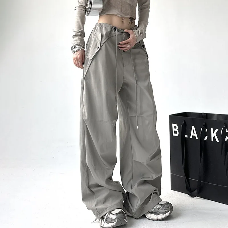 

Miiiix 2024 Spring New Workwear Pants Large Pocket American Retro Wide Leg Loose Relaxed Floor Slam Pants Female Clothing