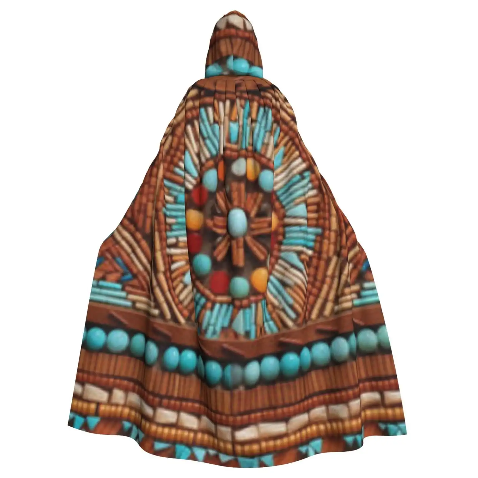 

Unisex Hooded Cloak Adult Lightweight Overcoat Traditional Carpet Design Cloak For Halloween Cosplay Costumes