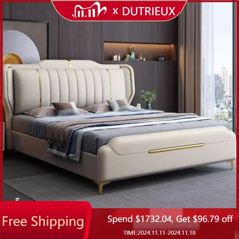 

Queen Size Luxury Bed Frame Wood King Designer Headboard Double Bed Frame Modern Sleeping Cama Matrimonio Bedroom Furniture