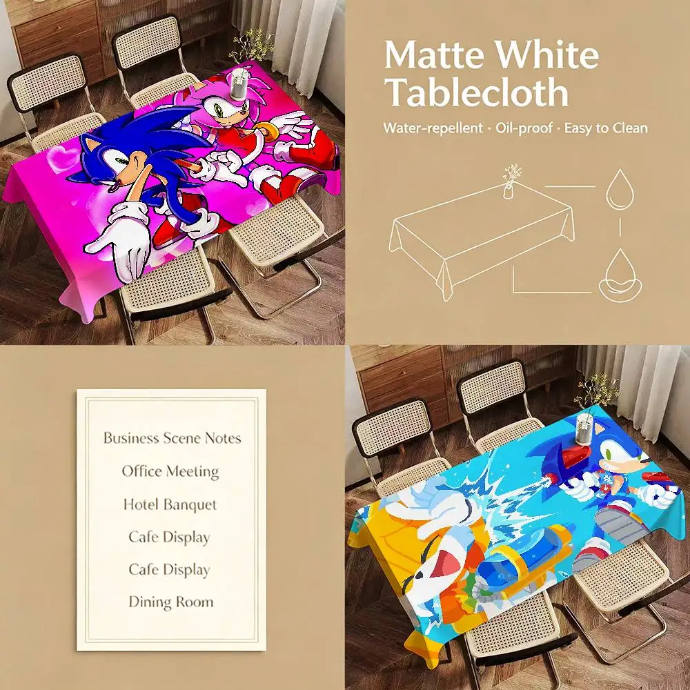 Anime S-Super-S-Sonic-s Tischdecken, waschbare Tischdecken, trendige Designs, geeignet für Esstische und Schultische.
