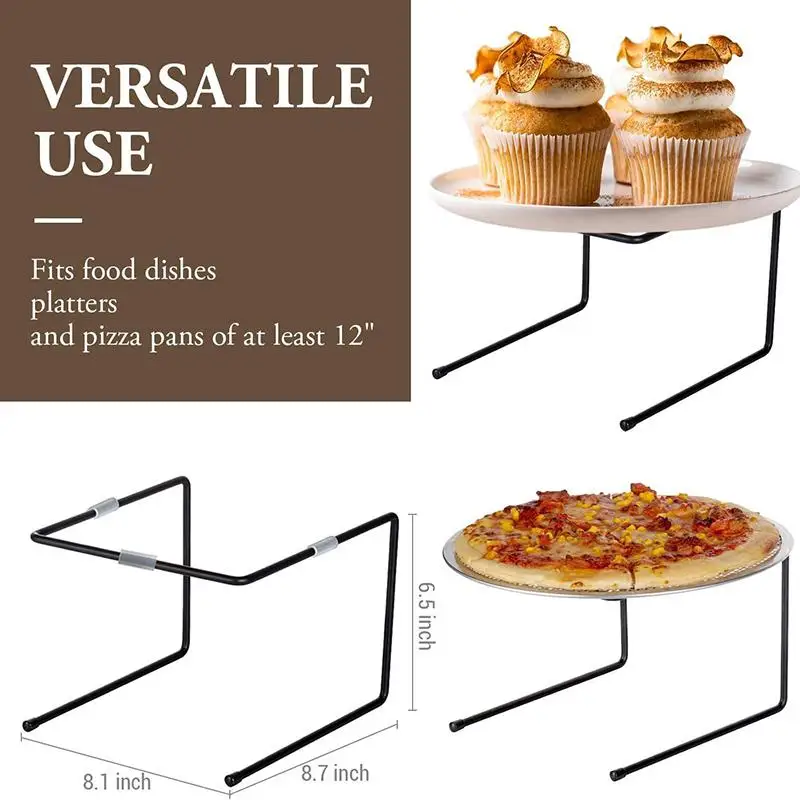 Iron Pizza Stand Rack Electroplated Corrosion-resistant Simple Kitchen Storage Holder for Home Baking Party Food Serving