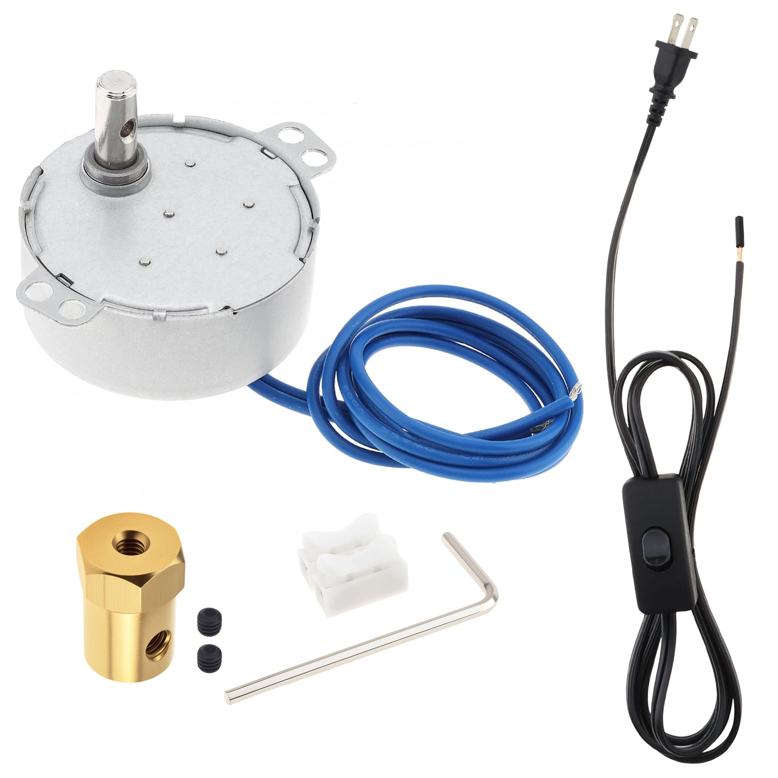 Synchronous Turntable Motor Kit 5-6RPM 4W 100-127V AC CCW/CW Synchron Electric Motor for Cup Turner with 7mm Flexible Coupling