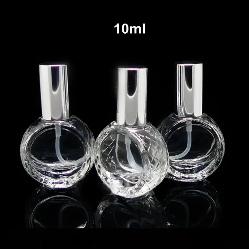 10ML Glass Perfume Bottle Round Flat Spray Refillable Travel Mini Atomizer Mini Empty Beauty Cosmetic Containers