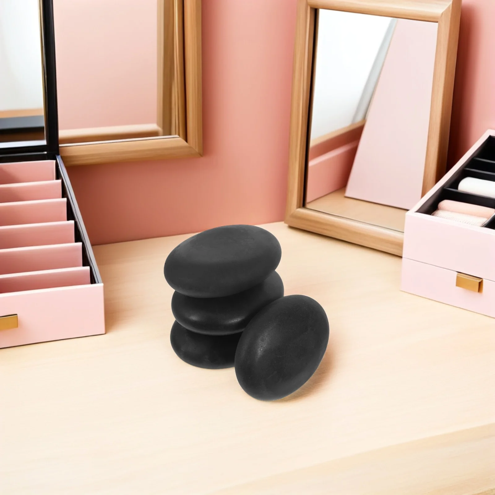 مجموعة أحجار البازلت الاحتفاظ بالحرارة مكونة من 4 قطع للعناية بالقدم في صالونات التجميل الاحترافية وتدليك الجسم ومجموعة أحجار الحجر الأكثر دفئًا #5