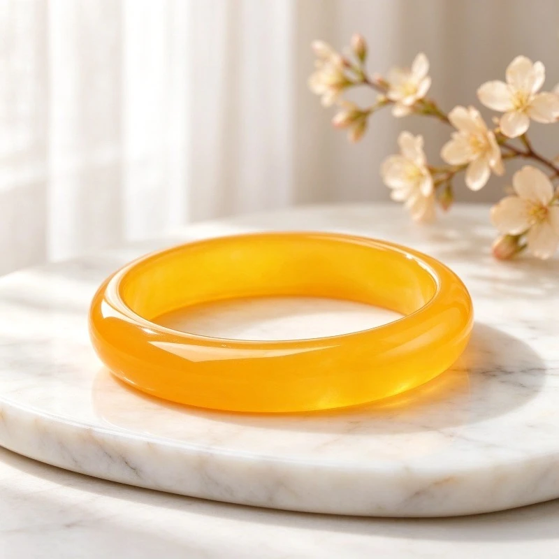 New Exquisite Orange-yellow Jade Bracelet, Versatile Jewelry with Temperament