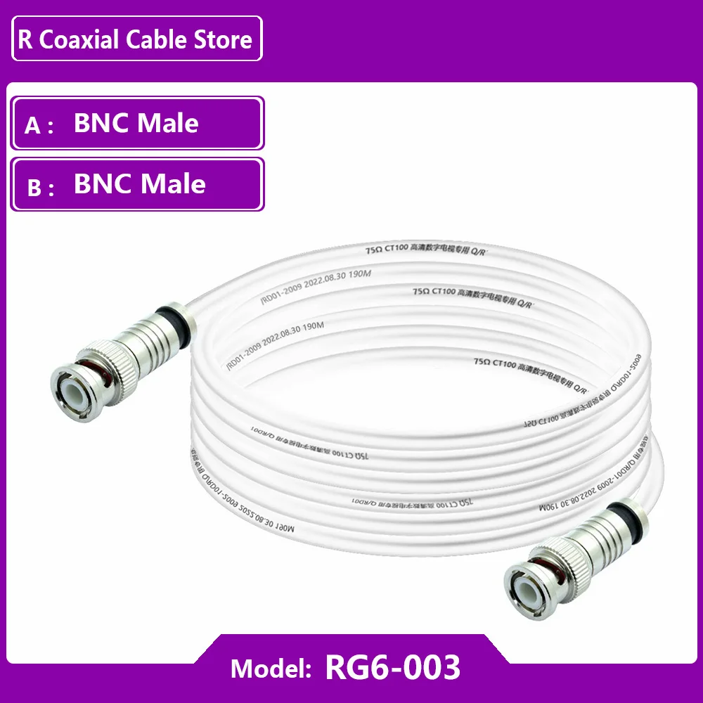 Solid copper Double Shielded DH RG6 Coaxial Cable BNC Male Connector Audio Video TV digital cable Antenna Internet And Satellite